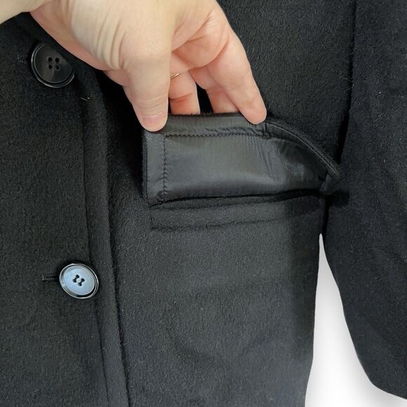 NWT & Other Stories Long Black Double Breasted Pea Coat Size 8 Wool Blend $259 - Picture 8 of 16